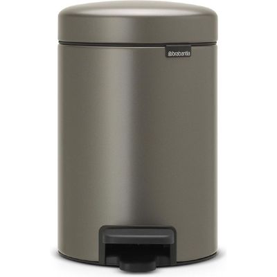 Brabantia 113246 Pedal Bin Newicon With Plastic Inner Bucket, 3 Litre - Platinum