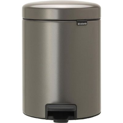 Brabantia 112683 Pedal Bin Newicon with plastic inner Bucket, Platinum - 5 L