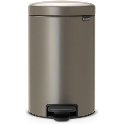 Brabantia 113628 Pedal Bin Newicon With Plastic Inner Bucket, 12 Litre - Platinum