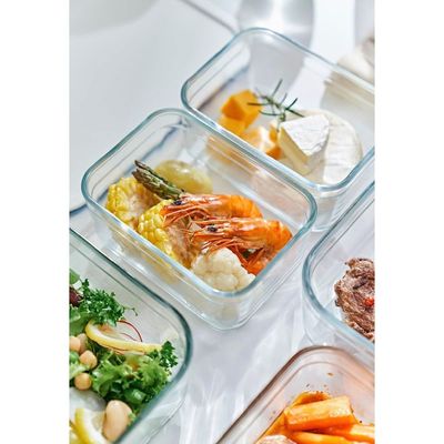 Neoflam Perfect Seal Rectangle Glass Storage Container 750ml, Airtight Food Container With Lid, Kitchen Storage Organizer, Lunch Box, Meal Prep Container Set Microwave, Oven Safe (PS-GR-075)