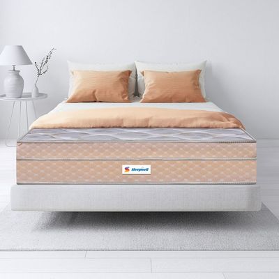 Sleepwell Spring Fresh Classic | 3 Zone Profiled Resitec Foam | Queen Bed Size | Pocket Spring | Neem Fresche Technology | Anti Sag Mattress (200L x 160W x 25H cm)