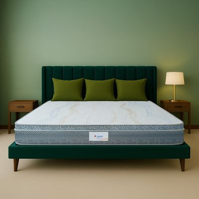 Sleepwell Spine Plus Regular | Visco Rebonded Foam | Super King Bed Size | Bonnell Spring | Neem Fresche Technology | Anti Sag Mattress (200L x 200W x 20H cm)