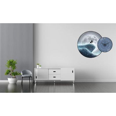 Wall Clock with Painting Moon Round