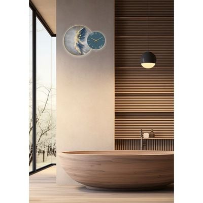 Wall Clock with Painting Contemporary Round