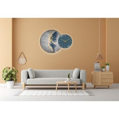 Wall Clock with Painting Contemporary Round