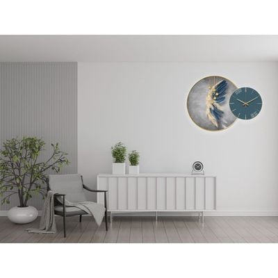 Wall Clock with Painting Contemporary Round