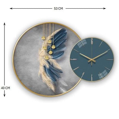 Wall Clock with Painting Contemporary Round