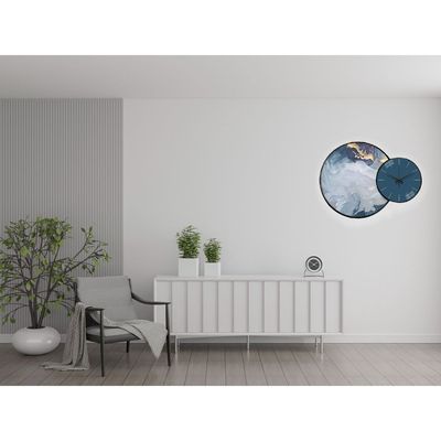 Wall Clock with Painting Abstract Round