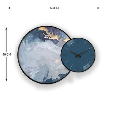 Wall Clock with Painting Abstract Round