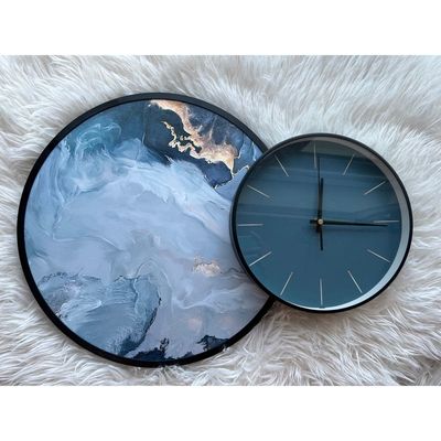 Wall Clock with Painting Abstract Round