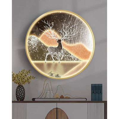 Mountain Deer Round Painting with LED