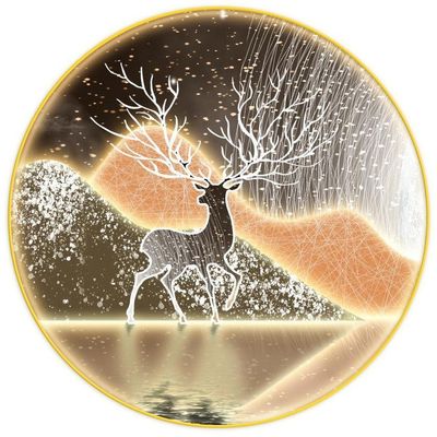 Mountain Deer Round Painting with LED