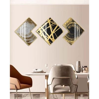 Black & Gold Wall Painting (50x50 cm - Set of 3)