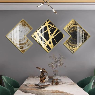 Black & Gold Wall Painting (50x50 cm - Set of 3)