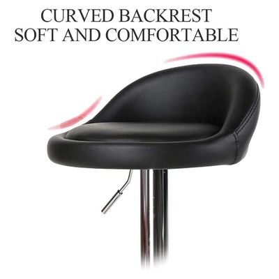 Bar Stools Modern PU Leather Adjustable Swivel Barstools, Armless Hydraulic Kitchen Counter Bar Stool Synthetic Leather Extra Height Square Island Barstool with Back (BLACK)