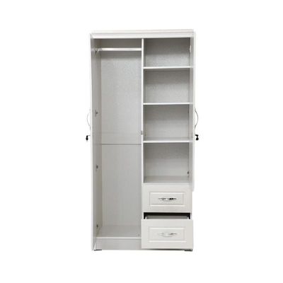 2 Door Wooden Wardrobe Cabinet Cupboard Two Door Engineered Wood Perfect Modern Stylish Heavy Duty White