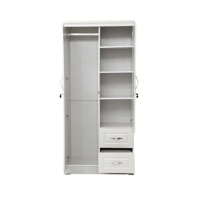 2 Door Wooden Wardrobe Cabinet Cupboard Two Door Engineered Wood Perfect Modern Stylish Heavy Duty White