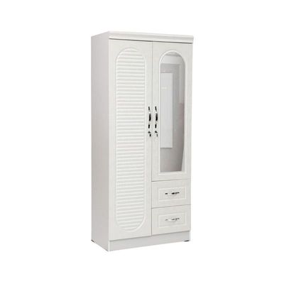 2 Door Wooden Wardrobe Cabinet Cupboard Two Door Engineered Wood Perfect Modern Stylish Heavy Duty White
