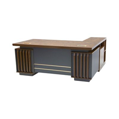 Office L Shape Wooden Table with Drawers Gaming Desk, Modern Computer Study & Book Storage Table Engineer Wood for Home, Office, Gaming Room, Study Room WENGE+GREY 180 cm