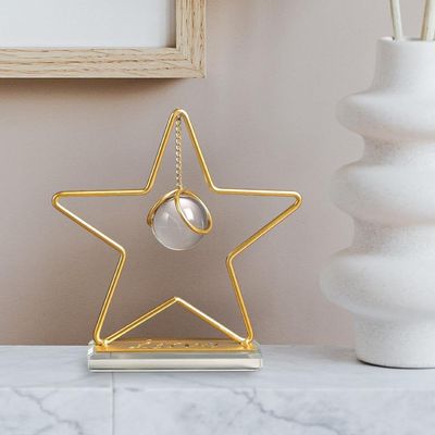 Crystal Ball with Metal Stand - Star