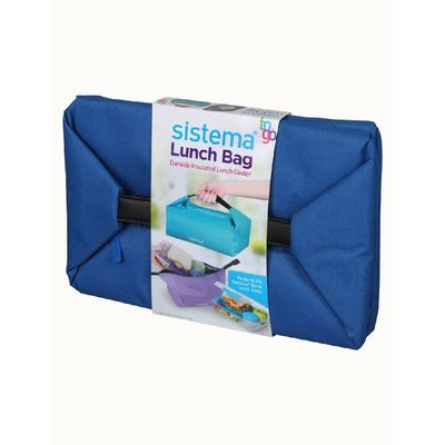 Sistema Foldable Lunch Bag Blue: Keeps Food Fresh, Leakproof and Folds Flat for Easy Storage (Durable & Easy to Clean)