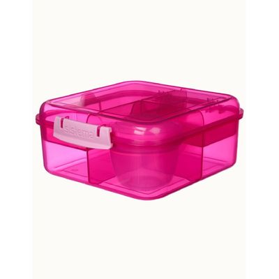 Sistema Bento Cube Lunch Box with Compartments 1.25L (Pink): Keep Food Fresh & Organized with BPA-Free & Leakproof