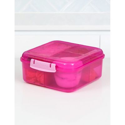 Sistema Bento Cube Lunch Box with Compartments 1.25L (Pink): Keep Food Fresh & Organized with BPA-Free & Leakproof