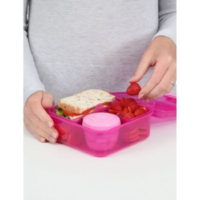 Sistema Bento Cube Lunch Box with Compartments 1.25L (Pink): Keep Food Fresh & Organized with BPA-Free & Leakproof