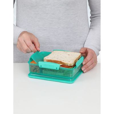 Sistema Snack Attack  Duo Lunch Box (Green, 975ml): Great for School or Work, Leakproof & On-the-Go Snacks - BPA-Free & Reusable