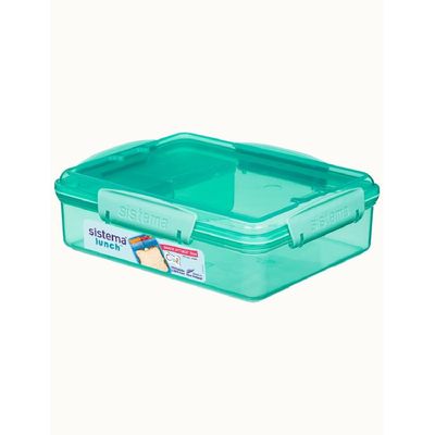 Sistema Snack Attack  Duo Lunch Box (Green, 975ml): Great for School or Work, Leakproof & On-the-Go Snacks - BPA-Free & Reusable