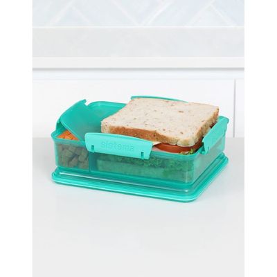 Sistema Snack Attack  Duo Lunch Box (Green, 975ml): Great for School or Work, Leakproof & On-the-Go Snacks - BPA-Free & Reusable