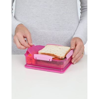 Sistema Snack Attack  Duo Lunch Box (Pink, 975ml): Great for School or Work, Leakproof & On-the-Go Snacks - BPA-Free & Reusable