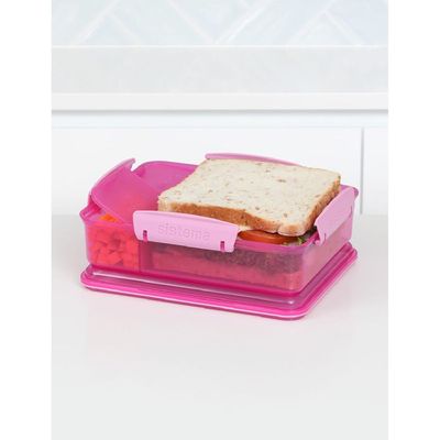 Sistema Snack Attack  Duo Lunch Box (Pink, 975ml): Great for School or Work, Leakproof & On-the-Go Snacks - BPA-Free & Reusable