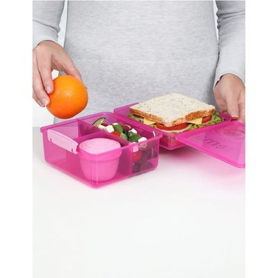 Sistema Lunch Cube Max with Yogurt 2L (Pink): Spacious Lunch Kit & Snack Pot - BPA-Free & Leakproof - Perfect for Portions & Snacks.