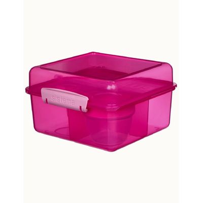 Sistema Lunch Cube Max with Yogurt 2L (Pink): Spacious Lunch Kit & Snack Pot - BPA-Free & Leakproof - Perfect for Portions & Snacks.