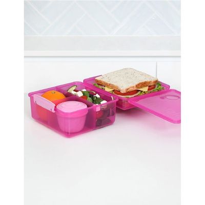 Sistema Lunch Cube Max with Yogurt 2L (Pink): Spacious Lunch Kit & Snack Pot - BPA-Free & Leakproof - Perfect for Portions & Snacks.