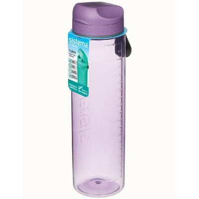 Sistema 1 Liter Tritan Bottle, sleek design made of high-quality plastic has easy opener with wide mouth sipper, leak proof & impact resistant, BPA Free. Purple