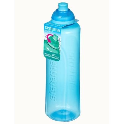 Sistema 480ML Helix Squeeze Bottle for school, sports & on the go, comes with Twist ‘n’ Sip lid, easy grip shape, Leak proof, Impact Resistant. Dishwasher safe & BPA Free, Blue