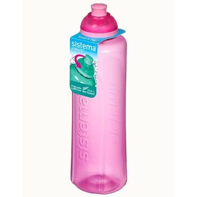 Sistema 480ML Helix Squeeze Bottle for school, sports & on the go, comes with Twist ‘n’ Sip lid, easy grip shape, Leak proof, Impact Resistant. Dishwasher safe & BPA Free, Pink