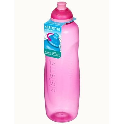 Sistema 600ML Helix Squeeze Bottle for school, sports & on the go, comes with Twist ‘n’ Sip lid, easy grip shape, Leak proof, Impact Resistant. Dishwasher safe & BPA Free, Pink