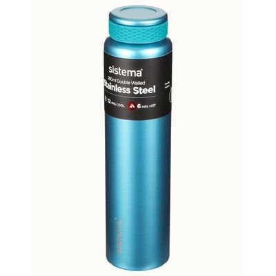 Sistema 280ML Chic Stainless-Steel Bottle, designed with double walled insulation and 100% Leak Proof to keep drinks Hot & Cool, BPA Free. Teal.