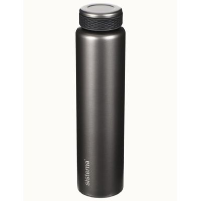 Sistema 280ML Chic Stainless-Steel Bottle, designed with double walled insulation and 100% Leak Proof to keep drinks Hot & Cool, BPA Free. Dark Grey.