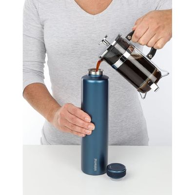 Sistema 600ML Chic Stainless-Steel Bottle, designed with double walled insulation and 100% Leak Proof to keep drinks Hot & Cool, BPA Free. Blue.