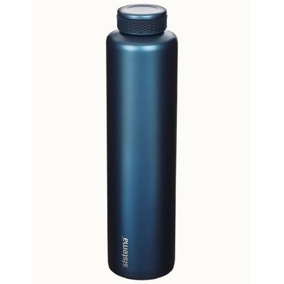 Sistema 600ML Chic Stainless-Steel Bottle, designed with double walled insulation and 100% Leak Proof to keep drinks Hot & Cool, BPA Free. Blue.