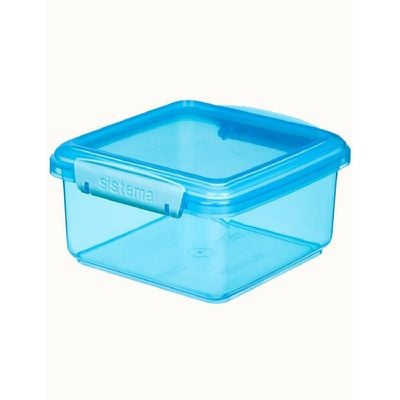 Sistema 1.2 Liter Lunch Box Plus, Blue, is Stackable & Durable with easy Locking Clips to keep food sealed, Microwave & Dishwasher safe and BPA Free. 