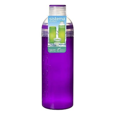 Sistema 700ML Trio Bottle, Portable with screw top Lid. Freezer, Dishwasher & Microwave safe without Lid and BPA Free. Purple