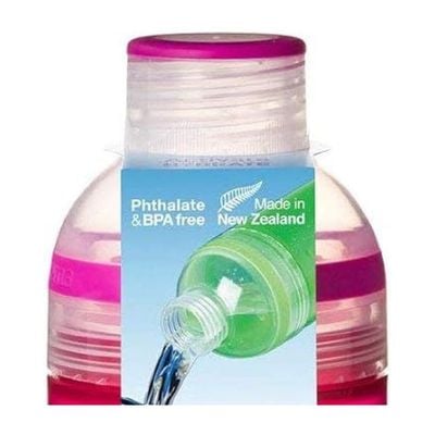 Sistema 480ML Trio Bottle, Portable with screw top Lid. Freezer, Dishwasher & Microwave safe without Lid and BPA Free. Pink