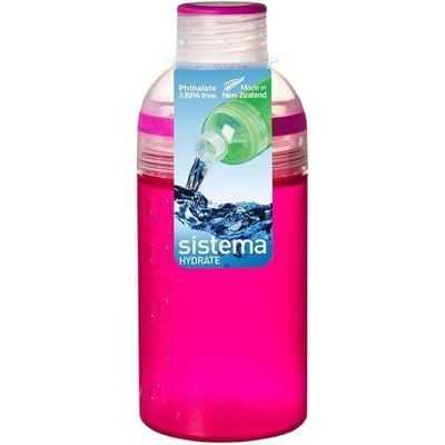 Sistema 480ML Trio Bottle, Portable with screw top Lid. Freezer, Dishwasher & Microwave safe without Lid and BPA Free. Pink