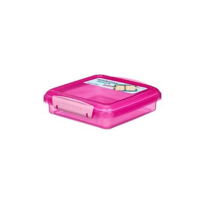 Sistema Sandwich Box 450ML, Stackable & Portable food storage box, with easy Locking clips, is Microwave, Dishwasher safe and Phthlate & BPA Free, Pink