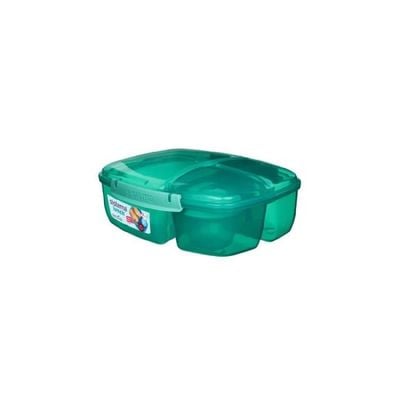 Sistema Lunch Cube Max With Yogurt Pot, 2L stackable food storage box, best for schools, work. Comes with 2 levels of storage, is microwave, Dishwasher safe & BPA Free, Green